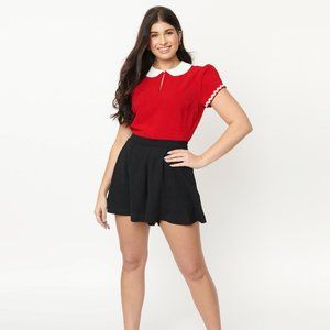 NWT Popeye x Unique Vintage Black & Red Olive Oyl Romper  M 6/8
